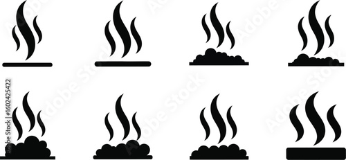 Vector art of collection of various black steam icons