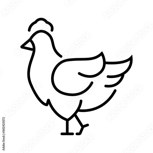 Single outline icon of a hen, designed with editable stroke. Ideal for farm, poultry, or food industry illustrations.