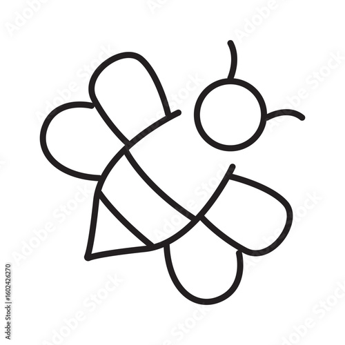 Single outline icon of a bee, created in editable stroke style. Best for nature, honey, or environmental visuals.