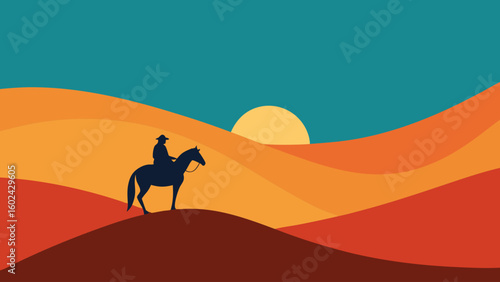 lone rider horseback crossing dunes sunset