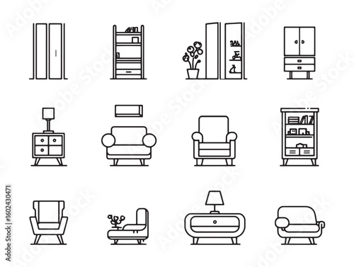 room divider ultra minimalist 2d line art set three