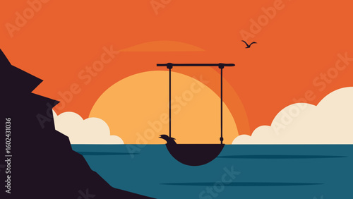 swing ocean sunset cliff view