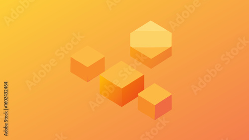 floating translucent hexagons soft orange gradient