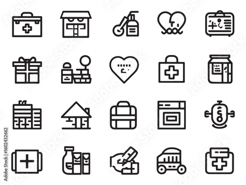 Safe Donation Minimalist Icon Set