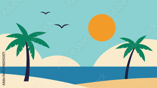 Tropical Beach Coconut Trees Sun Dip
