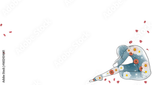 Obraz na plátně Png woman with flowers background