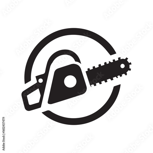 minimalist chainsaw logo with white background