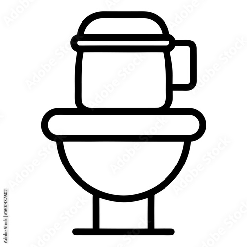  Toilet line icon bowl sanitaryware vector bathroom. Bidet toilet line icon toilet bowl vector illustration on white background.