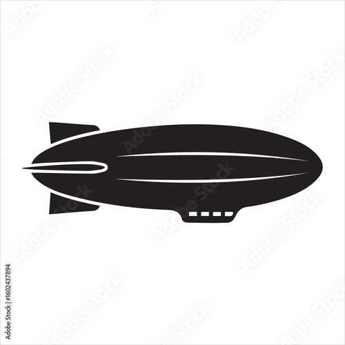 Minimalist Zeppelin Silhouette Icon Vector