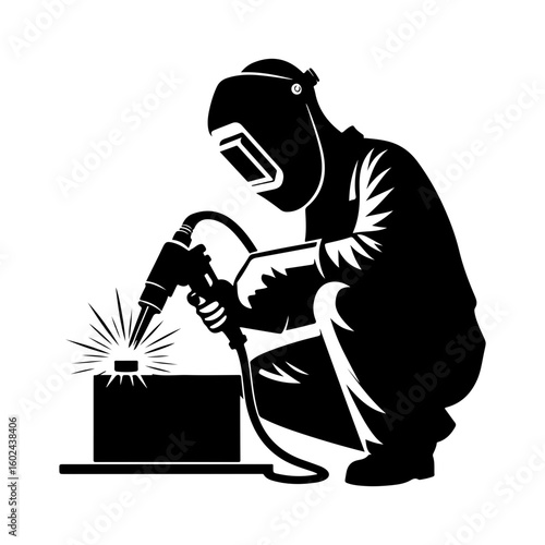 welder at work silhouette vector.