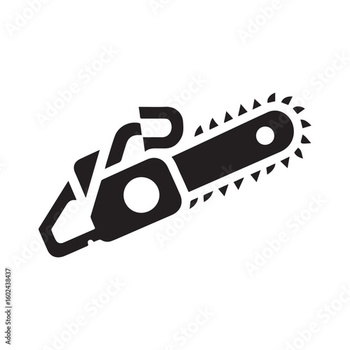 minimalist chainsaw logo with white background