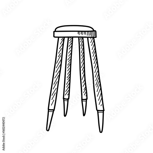 This design features a simple four-legged stool without a backrest, emphasizing minimalism. Ideal for various settings, it blends practicality with aesthetic appeal.