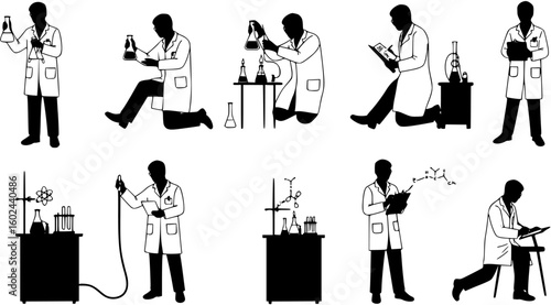silhouette of a chemist on a white background