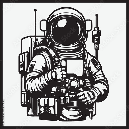 astronaut cyborg vector illustration