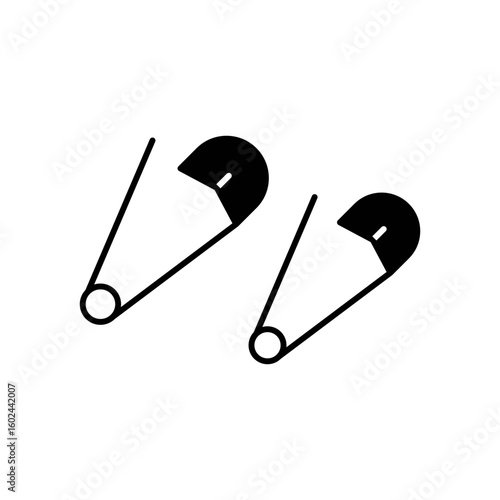 Safety Pin Fastener Fill Icon: Sewing & Secure Attachment Symbol