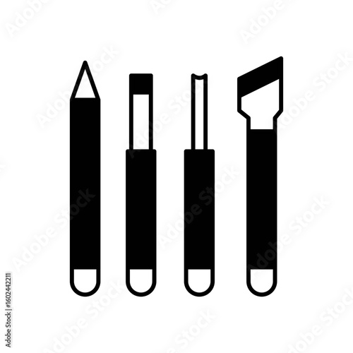 Wood Chisel Tool Fill Icon: Sculpting & Woodworking Instrument