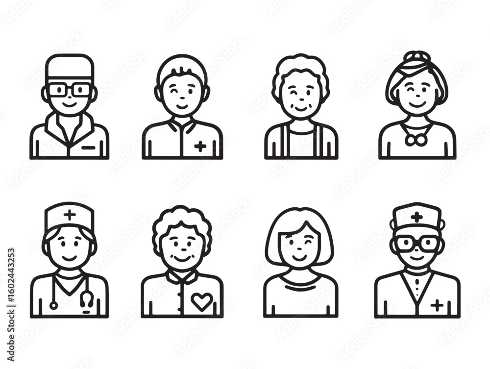 Fototapeta premium Senior Care Simple Ultra Minimalist Line Art