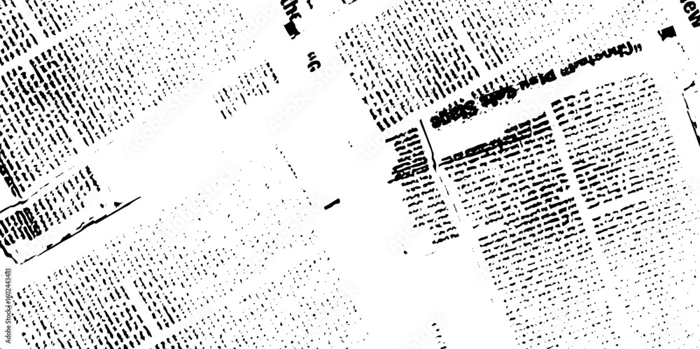 Rough vector background abstract grunge texture old vintage newspaper. Vector white and black newspaper paper grunge pattern old aged texture.	