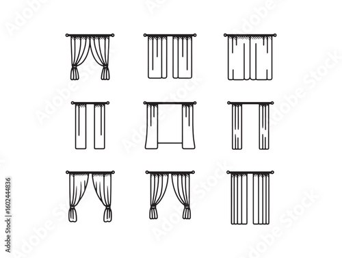 Sheer Curtains Ultra Minimalist 2D Line Art One