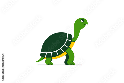Green turtle with yellow accents reptile animal