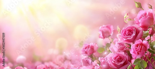 Vibrant Pink Roses Against a Bright Background, Perfect for Romantic Designs and Floral Arrangements