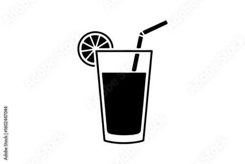 Refreshing Citrus Drink with Straw beverage glass