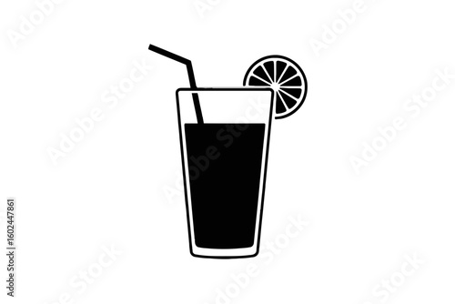 Tall glass with straw and citrus slice drink beverage