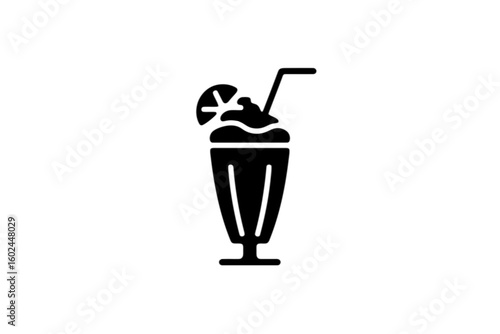 Tall glass with whipped cream and straw drink beverage