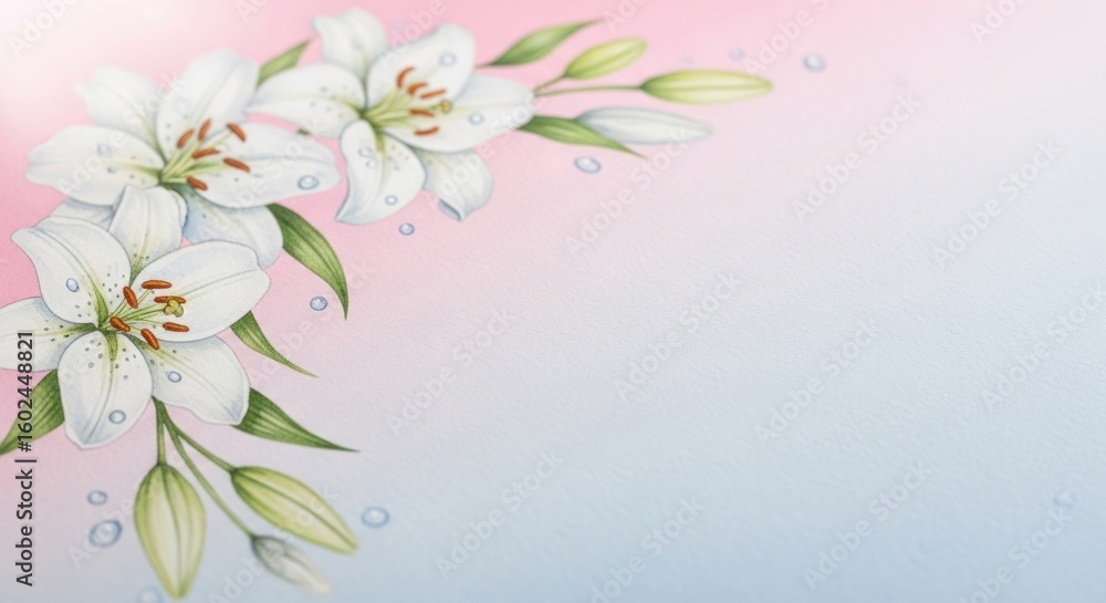 Fototapeta premium Elegant lilies, pastel background