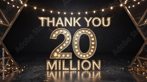 Thank You 20 Million Celebratory Milestone Achievement with Golden Lights