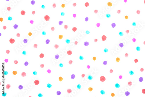 Polka Dot Spotty Circle Spots In Childrens  Felt Tip Pen Rainbow Background