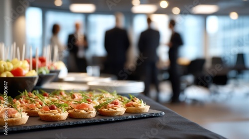 Business lunch snacks in modern office