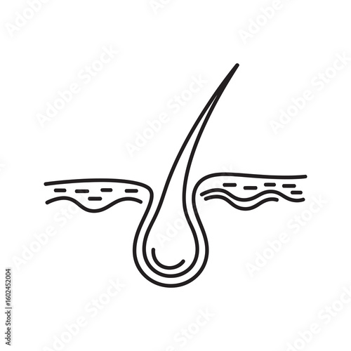 Damaged hair icon with split end for haircare and beauty treatment showing brittle strand needing repair conditioner or salon cosmetic product