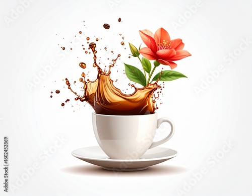 cup of coffee with flowers