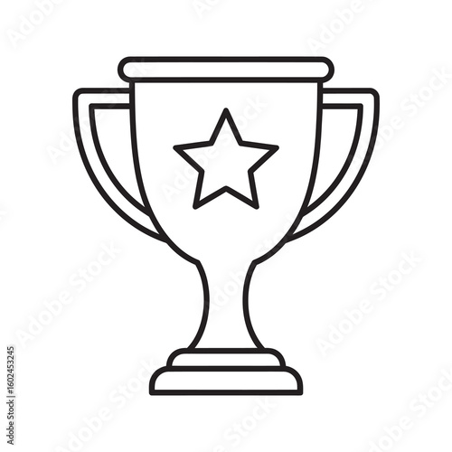 Trophy cup icon with star for winner achievement and champion award representing victory success and first place prize in sport competition