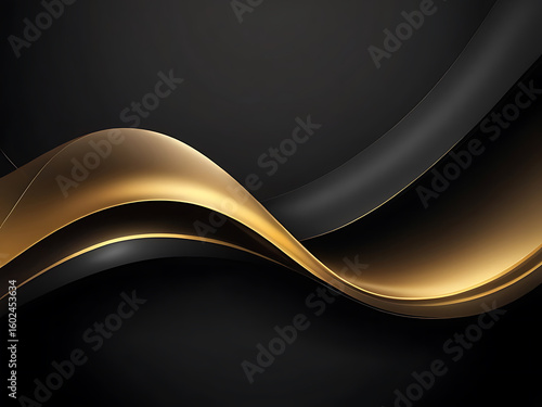 Luxury Gold Wave Abstract Black Background Design ai