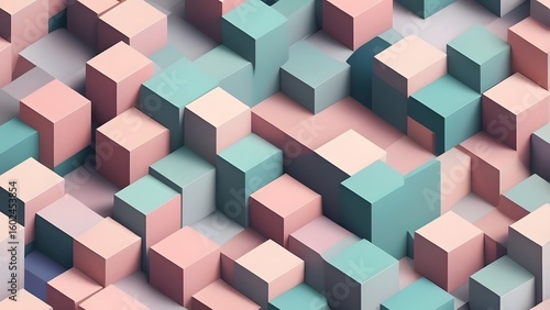 Obraz na płótnie Abstract 3D Pastel Geometric Cubes Background