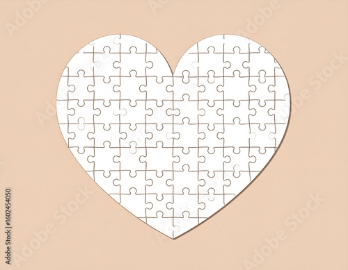 Heart Shape Made of Interlocking Puzzle Pieces Vector