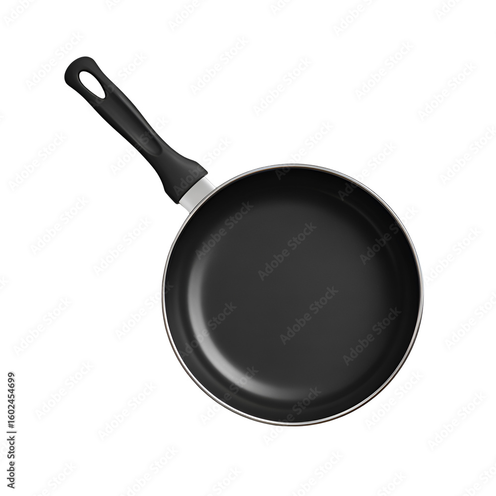 Realistic Frying Pan with Handle and Shadow Isolated on White Realistic Frying Pan with Handle and Shadow Isolated on White