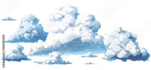 Fluffy clouds against a clear sky