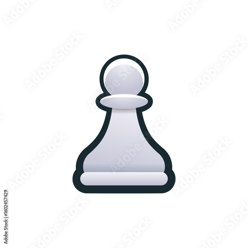 Isolated flat 3d pawn icon for game, interface, sticker, app. The sign in a cartoon style for match 3, arcade, rpg. The chess sprite for craft element in hyper casual mobile game