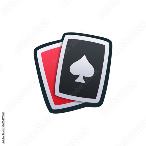 Isolated flat 3d cards icon for game, interface, sticker, app. The sign in a cartoon style for match 3, arcade, rpg. The deck sprite for craft element in hyper casual mobile game
