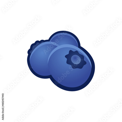 Isolated flat 3d blueberry icon for game, interface, sticker, app. The sign in a cartoon style for match 3, arcade, rpg. The fruit sprite for craft element in hyper casual mobile game