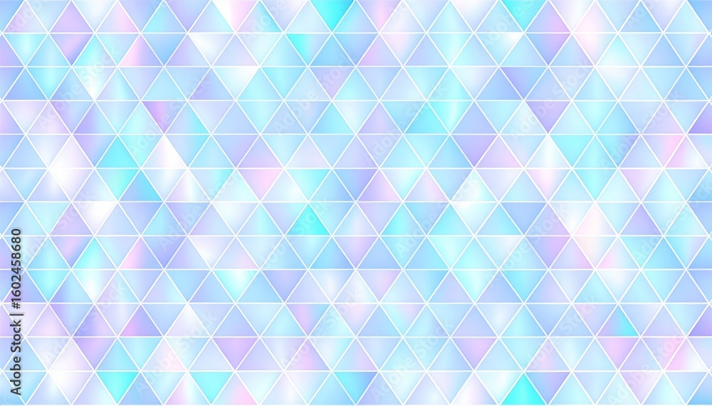 Fototapeta premium Holographic Triangle Grid Seamless Pattern with Neon Gradient