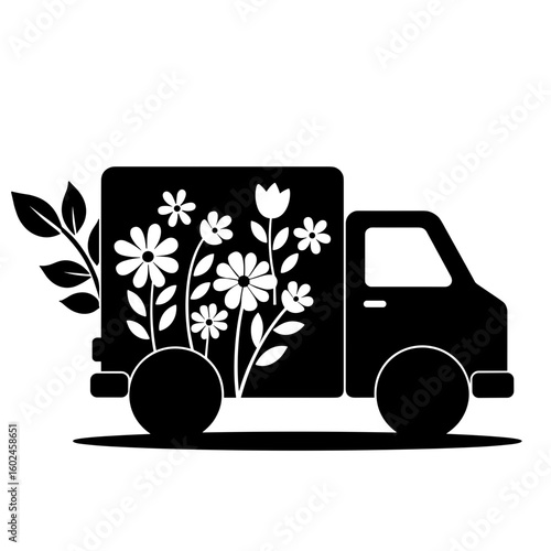 Silhouette delivery truck with flowers – Floral fleet, gift business