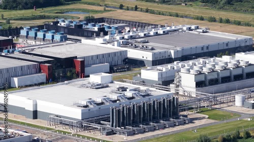 Wallpaper Mural Aerial footage and detail views of a data center in Eemshaven, The Netherlands, focused on AI, cloud, big data, and IT infrastructure Torontodigital.ca