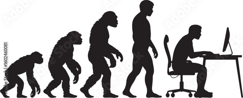 Silhouette of theory of evolution of man
