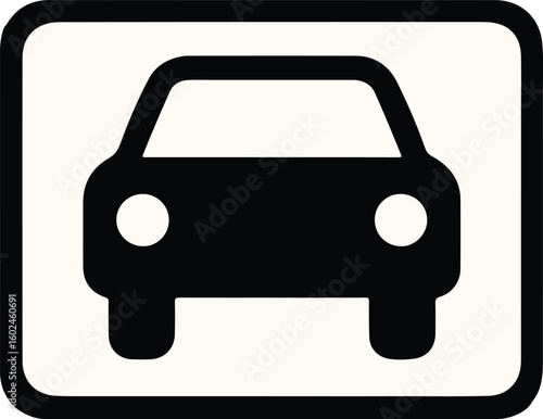 Black car silhouette inside white square frame vehicle style vector illustration EPS file download