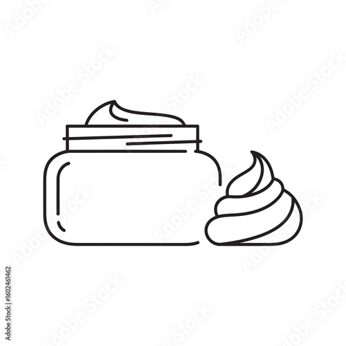 Face cream jar icon with a swirl of lotion for beauty and skincare Cosmetic product symbol for moisturizing and anti aging treatment for skin