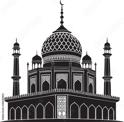 Taj Mahal silhouette ornate architectural monument